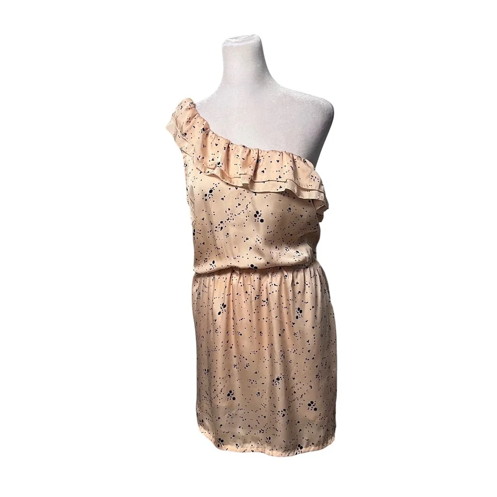 Rory Beca Peach Ruffle One Shoulder Mini Dress Size Small